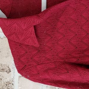 Dark Red Stretch Blouse, Long Sleeved Blouse